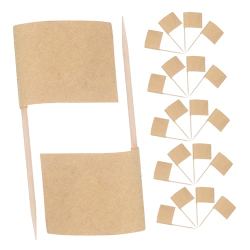 HOLIDYOYO 200 Stück Kreative Kuchen und Snackdekorations Flags für Partys Buffet und Appetizer Braun von HOLIDYOYO