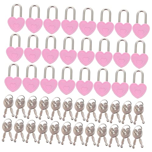 HOLIDYOYO 24 Stück Herzförmiges Mini Vorhängeschloss für Tagebuch Schmuckbox Handtasche mit Zwei Schlüsseln Langlebig und Perfektes für Besondere Anlässe von HOLIDYOYO
