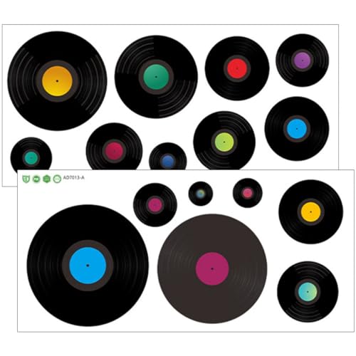 HOLIDYOYO Vinyl Schallplatten Wandaufkleber Retro Musik Dekoration für Café und Bar Wandsticker für Wohnzimmer Wiederverwendbar Kreative Wandkunst HOLIDYOYO Vinyl Schallplatten Wandaufkleber Retro Musik Dekoration für Café und Bar Wandsticker für Wohnzimmer Wiederverwendbar Kreative Wandkunst von HOLIDYOYO