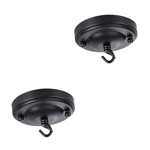 HOLIDYOYO 2St Deckenplatte Befestigungsplatte für Leuchtmittel Deckenbaldachin ceiling light deckenlamp bars deckenleuchten lampenschirm Kronleuchterhaken Kronleuchter Baldachin Metall Black von HOLIDYOYO