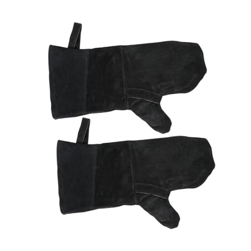 HOLIDYOYO 2Stücke Hitzebeständige Grillhandschuhe Rutschfestes Design Feuerfeste Baumwollhandschuhe Isolierte Küchenhandschuhe für Grillen für Hohe Temperaturen Schwarz von HOLIDYOYO