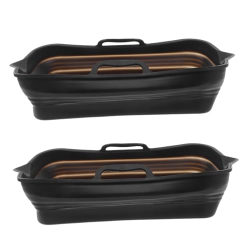 HOLIDYOYO 2stücke Silikonmatte Für Heißluftfritteuse Faltbares Tablett Antihaftbeschichtete Backmatte Für Ofen Wiederverwendbares Küchenzubehör Mit Ergonomischen Grifflöchern von HOLIDYOYO