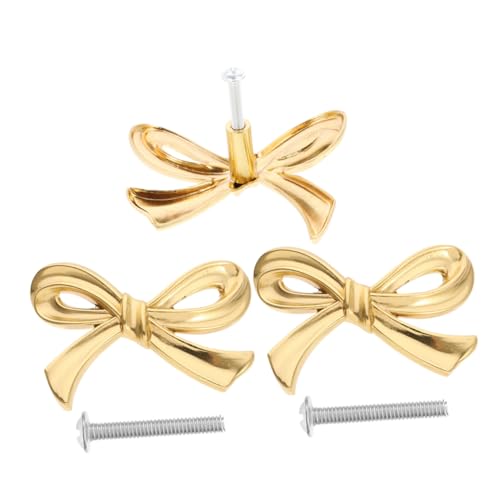 HOLIDYOYO 3 Satz Teiliges Messing Bowknot Schrankknöpfe Vintage Kommoden Kleiderschrankgriffe Stabiles Design Einfache Montage Dekorative Schubladengriffe für Möbel und Schränke von HOLIDYOYO