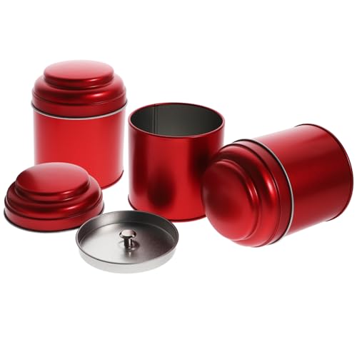 HOLIDYOYO 3 Stück Aromatherapie-Wachs Dose Zinn duftend Apotheker Duftkerzendosen tragbar vorratsbehälter aufbewahrungsbehälter Beste Freund Kaffee Blechdose Teedosen Weißblech rot von HOLIDYOYO