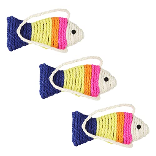 HOLIDYOYO 3 Stück Teiliges Katzen Kratzbrett Fischform aus Sisal und Jute Robustes Kratzspielzeug für Wohnungskatzen Fördert Gesunde Krallenpflege und Schützt Möbel vor Zufällige Farbe von HOLIDYOYO