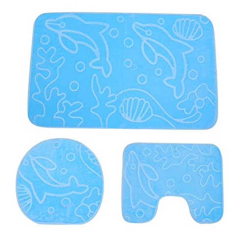 HOLIDYOYO 3 Stück Teiliges Set Cartoon Badematte für rutschfeste Badezimmermatte mit Wc Sitzbezug Weiche Absorbierende Badvorleger für und Farbe im Bad von HOLIDYOYO