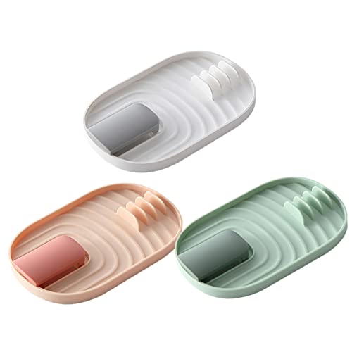 HOLIDYOYO 3 Stück Teiliges Set Topfdeckelhalter mit Löffelablage Robuster Organizer für Küche für Töpfe Pfannen und Kochutensilien Hält Arbeitsplatte Aufgeräumt Weiß Grün von HOLIDYOYO