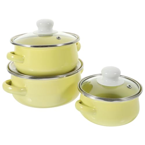 HOLIDYOYO 3stücke Teiliges Enamel Kochtopf Mit Doppelgriffen Für Suppen Instantnudeln Und Für Gas Und Elektroherde Geeignet Farbauswahl von HOLIDYOYO