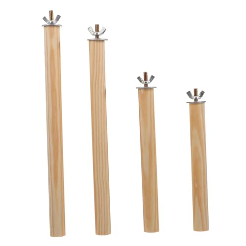 HOLIDYOYO 4 STÜCKE Teiliges Parrot Stand Rod aus Massivem und Edelstahl Stabile Beißfeste Sitzstangen für Papageien Einfache Befestigung im Vogelkäfig Naturbelassenes Kauspielzeug für Vögel von HOLIDYOYO