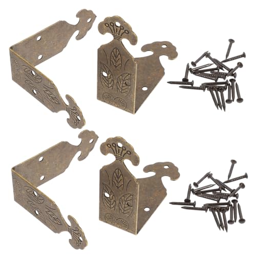 HOLIDYOYO 4 Sätze Retro Messing Eckschutz Vintage Möbel Schmuckbox Schutz Langlebige Bronze eckkappen Einfache Montage Dekorativer Kantenschutz für Holzschränke und Truhen von HOLIDYOYO