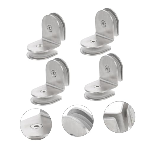 HOLIDYOYO 4 Stück Edelstahl Doppelseitige Glasclips Stabile Glasbefestigung Klemmen Rostfrei Hohe Tragkraft für Zuhause Hotel Badezimmer von HOLIDYOYO
