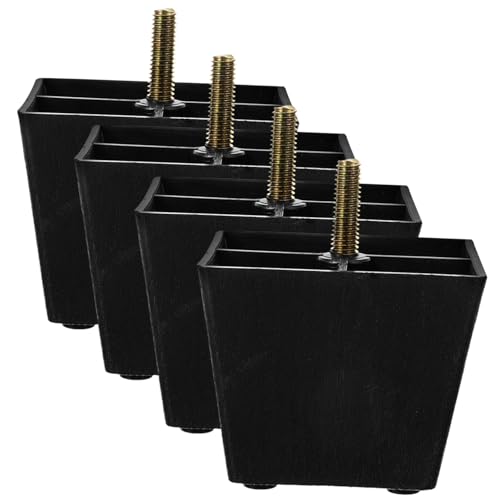 HOLIDYOYO Ersatz Sofabeine 4 Stück Quadratische Möbelbeine Verstellbar Strapazierfähigem Kunststoff und Metall für Sofa Schrank und Stühle von HOLIDYOYO