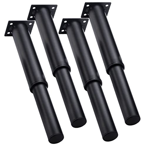 HOLIDYOYO 4 Stück Höhenverstellbare Möbelbeine Metallmöbelfüße Stabiler Unterstützung für Betten Sofas Tische Schwarz rutschfeste Gummifüße Leicht zu Montieren von HOLIDYOYO