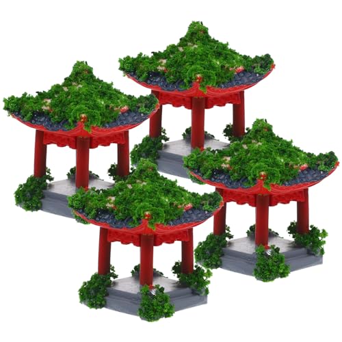 HOLIDYOYO 4 Stück Miniatur-Pagode-Statue Mini-Pavillon-Turm Chinesischer Japanischer Asiatischer Garten-Dekor Bonsai Für Mikro-Landschaftsornamente Aquarium-Dekorationen Feengarten-Zubehör von HOLIDYOYO