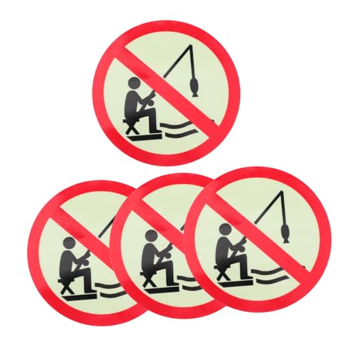 HOLIDYOYO 4 Stück No Fishing Aufkleber Selbstklebend Leuchtend für Parks und Gewässer Langlebiges Warnschild das Unerlaubtes Angeln Verhindert von HOLIDYOYO