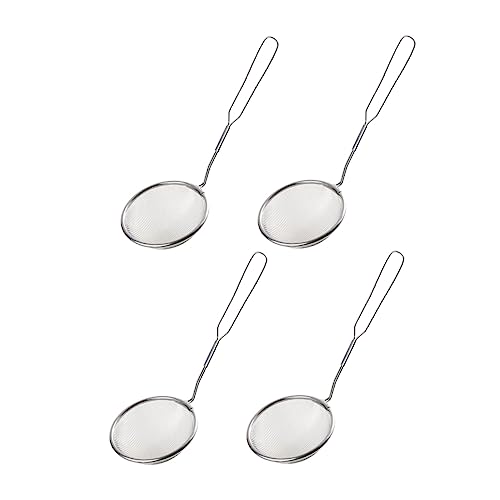 HOLIDYOYO 4 Stück Sieblöffel Drahtsieb Küche Kleines Sieb Netzfilter Skimmer Abflusssiebe Für Hot Pot Mehlschaufel Sieb Schlitzlöffel Kochsieb Edelstahl Silber von HOLIDYOYO