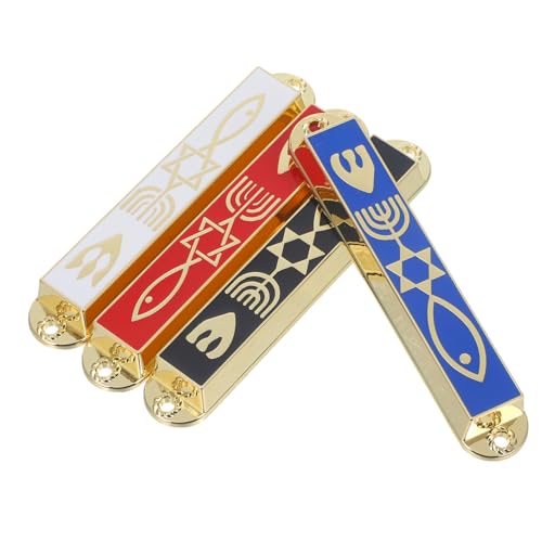 HOLIDYOYO 4 Stück Tür Post Holy Scroll Dekoration Segen mit modern für Schriftrollen Retro Mesusa aus Metall Mesusa- aus Metall religiöse Torpfosten-Mesusa Zinklegierung von HOLIDYOYO