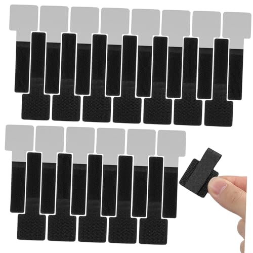 HOLIDYOYO 40 Stück Verstellbare Selbstklebende Kabelhalter Teiliges Wiederverwendbare Kabelbinder mit Kabelmanagement für Schreibtisch und Büro Kabelclips zur Kabelführung Tisch Schwarz von HOLIDYOYO