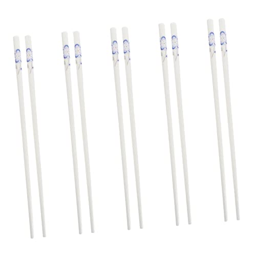 HOLIDYOYO 5 Paare Wiederverwendbare Keramische Essstäbchen im Chinesischen Stil Rutsch Essstäbchen aus Hochwertigem Porzellan mit Feiner Verarbeitung für Täglichen Gebrauch und Einfach zu von HOLIDYOYO