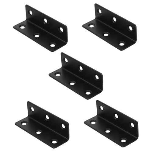 HOLIDYOYO 5 Stück Edelstahl Winkelverbinder Winkel Regalhalter Schwerlast Winkelträger Möbelstütze für Holzregale Gartenbett und Metallunterstützung Schwarz von HOLIDYOYO