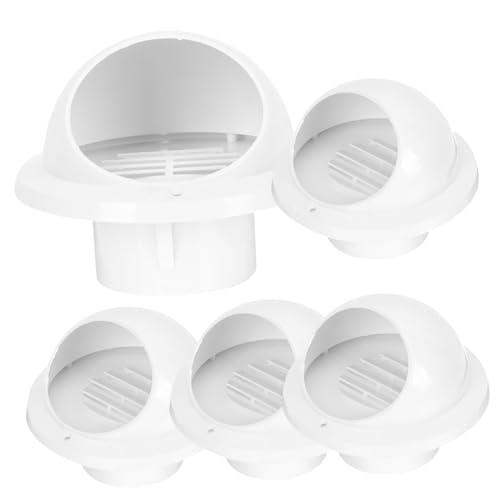 HOLIDYOYO 5 Stück PVC Lüftungsschutzkappe Winddicht und Regensicher Runde Abluftventil abdeckung Einfach zu Montieren Insektenschutz für Wand lüftungsauslässe Vielseitiger schutz von HOLIDYOYO