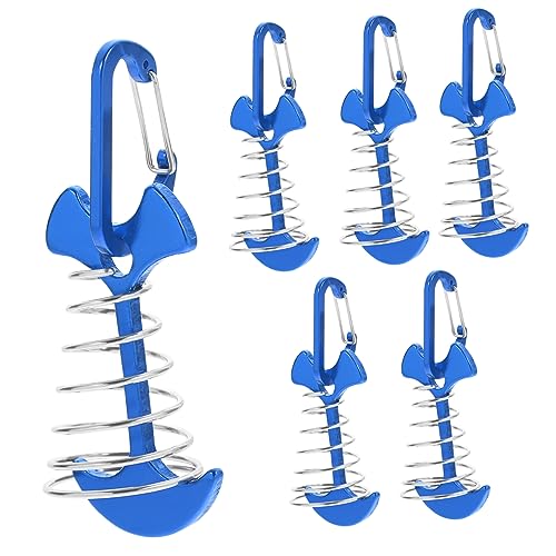 HOLIDYOYO 6 Sätze Teiliges Zeltheringe Aluminiumlegierung Fischgrätendesign mit Federclip Stabile Camping Bodenanker für Zelte Markisen und Outdoor Einsätze Einfache Handhabung von HOLIDYOYO