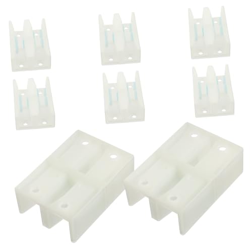 HOLIDYOYO 8 Stück Teiliges Glasschiebetür Bodenschiene Kunststoff Türführung für Duschtüren Schraubbefestigung ohne Nut Geräuscharm Verstellbarer Rollenführung Passend für von HOLIDYOYO