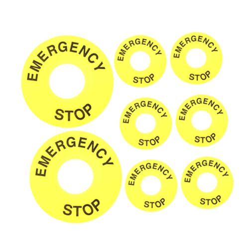 HOLIDYOYO 8 Stück Teiliges Not aus taster Warnring aus Robustem PVC Gelber Sicherheitskennzeichnung für Einfache Montage und Hohe Sichtbarkeit bei Notfall schaltern Zuhause und Industrie von HOLIDYOYO