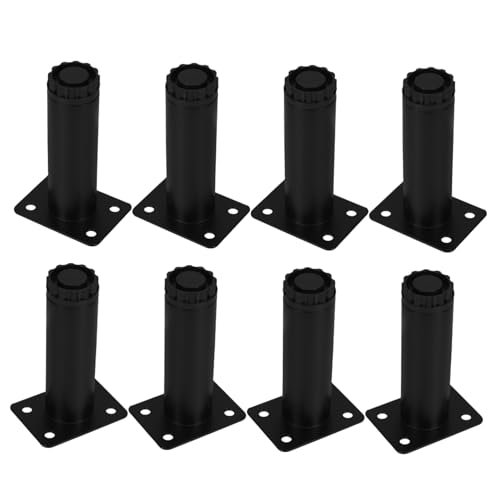 HOLIDYOYO 8 Stück Verstellbare Metall Möbelfüße Teilig Rund Belastbare Möbelbeine für Schrank Sofa Tisch Couch Unterstützende Möbelbeine in Schwarz von HOLIDYOYO
