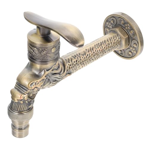 HOLIDYOYO Antiker Wandmontage Wasserhahn aus Zinklegierung Waschmaschinen Moppbeckenarmatur Schnell Öffnend Verlängert für Badezimmer Küche Balkon und Garten Geeignet von HOLIDYOYO