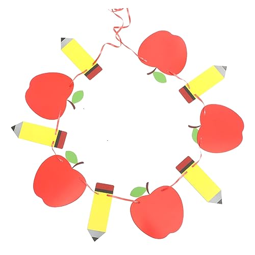 HOLIDYOYO Apfel Bleistiftzeichnung Blumen Zum Banner Schulklassenzimmer Dekorationen Schulanfangsdekor Süße Schulanfangsbanner Dekorationen Schulanfangsbedarf Party Lehrer Dekorpapier von HOLIDYOYO