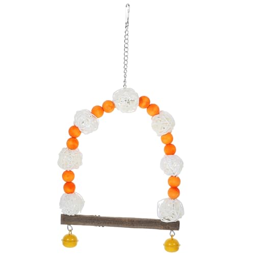 HOLIDYOYO Bissfeste Vogelschaukel aus Robustem Holz Bunte Kletterperle Papagei Natürliche Holzstange Stabiler Vogelkäfig zubehör für Balance Training und Langanhaltenden Spielspaß von HOLIDYOYO