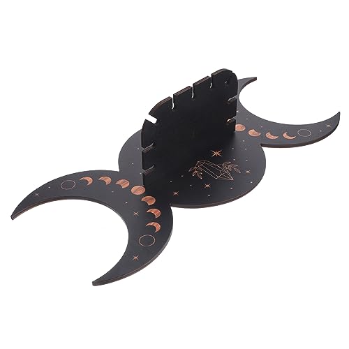 HOLIDYOYO Bohemian Wandregal für Mysteriöser Halter mit Mondphasen Design Dekoratives Hängendes Regal aus Holz für Schlafzimmer Wohnzimmer Büro und von HOLIDYOYO