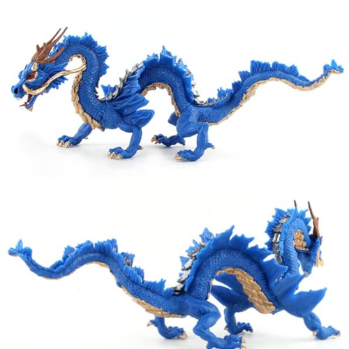 HOLIDYOYO Chinesische Tierkreiszeichen-Drachenfigur Feng Shui Kirin Kylin Statue Auto Armaturenbrett Tierdekoration 2024 Neujahr Maskottchen Geschenk Für Wohlstand Schutz Blau von HOLIDYOYO