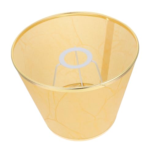 HOLIDYOYO Delikater Tischlampenschirm aus Synthetischem Lammlederimitat Lampenschirm mit Goldgelbem Saum Ø Dekorativer Schutz für Wohn Schlafzimmerbeleuchtung von HOLIDYOYO