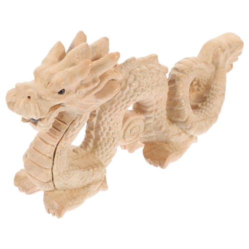 HOLIDYOYO Drachenfigur Aus Holz 2024 Chinesisches Neujahr Drachenstatue Handgeschnitztes Holz Jahr des Drachen Skulptur Chinesische Tierkreiszeichen Drachenfiguren Feng-Shui- Für Den von HOLIDYOYO
