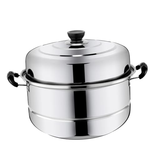 HOLIDYOYO Edelstahl Dampfgarer Doppellagig Großer Suppentopf mit Deckel und Zwei Hitzebeständigen Griffen für Gesundes Dampfgaren und Vielseitiges Kochen von HOLIDYOYO
