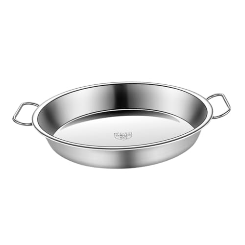 HOLIDYOYO Edelstahl Dampfgarer Einsatz mit Zwei Griffen Stabile Liangpi Steaming Plate für Reis Fisch Dim Sum Robustes Glattes Steamed Rice Pan für Küche Picknick Restaurantgebrauch von HOLIDYOYO