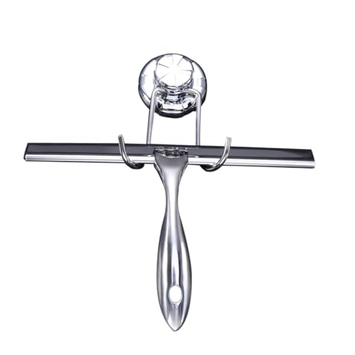 HOLIDYOYO Edelstahl Glaswischer mit Saugnapf Beidseitiger Gummilippe Stabiler Fensterabzieher für Bad Dusche Spiegel Auto und Küche Rostfrei Einfache Montage Vielseitig Einsetzbar von HOLIDYOYO
