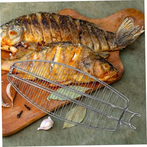 HOLIDYOYO Edelstahl Grillkorb für Fisch und Steak Faltbar und Abnehmbar Großer Ovaler Grillrost Vielseitiges Bbq Zubehör für Camping und Outdoor Leicht zu Reinigen Robuste Bauweise Tragbar von HOLIDYOYO