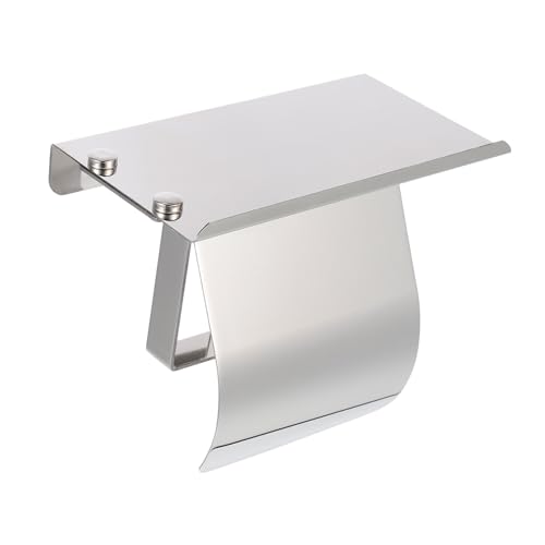HOLIDYOYO Edelstahl Toilettenpapierhalter Wandregal mit Ablage Badezimmer Organizer ohne Bohren und Bohren Wc Papierrollenhalter Multifunktional Platzsparend und Modern für Saubere Toilette von HOLIDYOYO