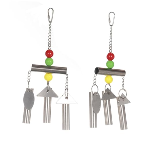 HOLIDYOYO Edelstahl Vogelspielzeug mit Glocke Robustes Kauspielzeug zum Aufhängen im Käfig Stressabbauend und Langlebig Geeignet für Papageien Nymphensittiche und Käfigvögel Melodiöser von HOLIDYOYO