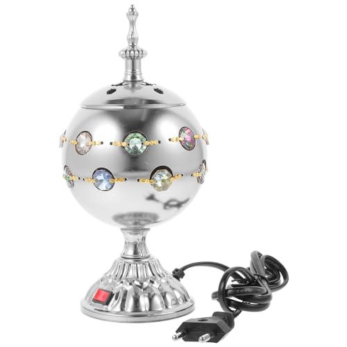 HOLIDYOYO Electric Arabian Incense Burner Middle Eastern Style Incense Holder Electric Plug-in Incense Cone Censer for Home Yoga Decor EU Plug Silver von HOLIDYOYO