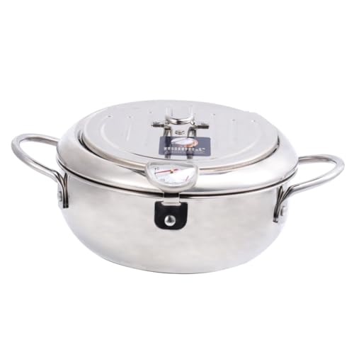 HOLIDYOYO Fritteuse mit Ölfilter und Thermometer Mini Fritteuse für Induktionsherde und Gasherde Langlebiges Material für Gleichmäßige Wärmeverteilung für Familie und Freunde von HOLIDYOYO
