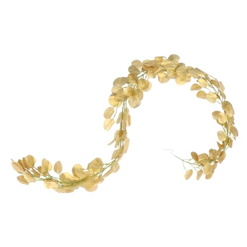 HOLIDYOYO Goldene Eukalyptus Girlande Künstliche Wanddekoration für Hochzeitsfeiern und Festlichkeiten Romantische Deko für Eingänge Wände und Kaminsimse Langlebig und Glitzernd von HOLIDYOYO