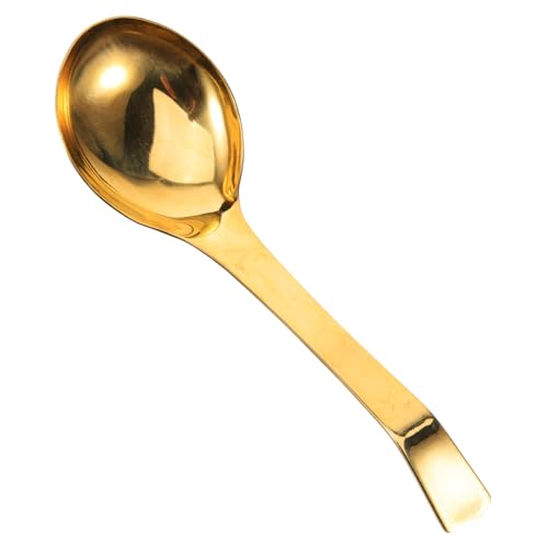 HOLIDYOYO Goldfarbener Dicker Messing Suppenlöffel mit Langem Griff Großer Schöpflöffel für Suppe Soße und Brei Rostfrei Vielseitig Einsetzbar für Haushalt und Gastronomie von HOLIDYOYO