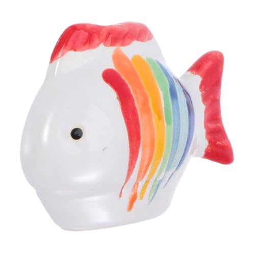 HOLIDYOYO Handgefertigte Keramik Fischfigur mit Bunten Streifen Schwimmend und Langlebig Realistische Aquarien Dekoration Schwimmende Fisch Ornamente für Teiche und Wasserlandschaften von HOLIDYOYO