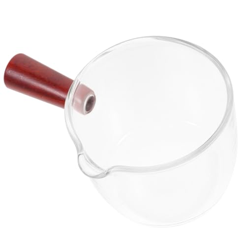 HOLIDYOYO Hochtemperaturbeständiger Glas Milchbecher mit Holzgriff Transparentes Hitzebeständiges Borosilikatglas Vielseitig für Kaffee Milch und Heiße Getränke Einfach zu Reinigen für von HOLIDYOYO