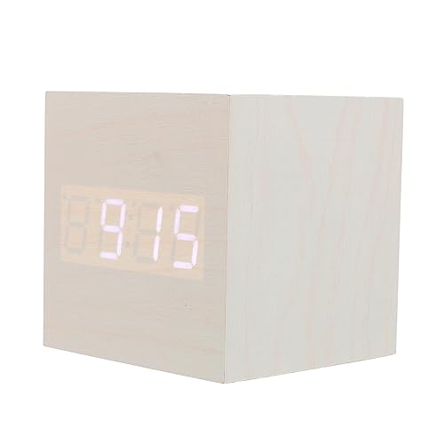 HOLIDYOYO Holz Wecker Mit Dual Display Und USB Lade Funktion Quadratischer Digitaluhr Für Schlafzimmer Moderne Möbel von HOLIDYOYO