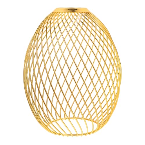 HOLIDYOYO Industrieller Metall lampenschirm Hängend Oval Goldfarbig Robust Vielseitig Für Wohnzimmer Bar Restaurant Deckenleuchte Ersatz Lampenschirm von HOLIDYOYO